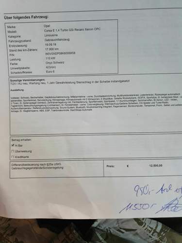 Vertrag/Ausstattungsliste