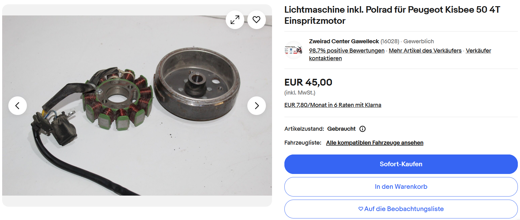 Die Zündung vom Peugeot Kisbee RS 2019 funktioniert nicht.