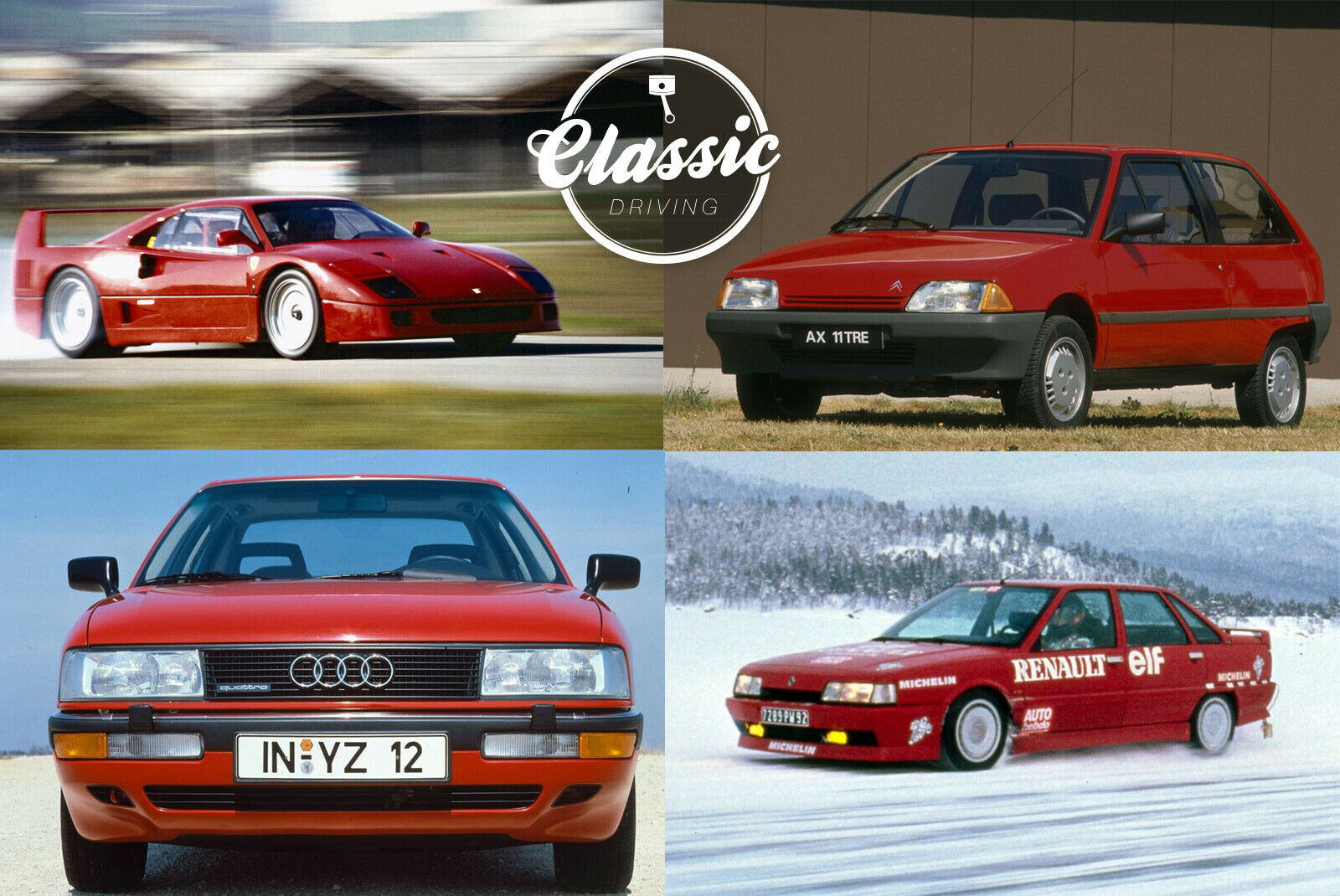 Was haben Ferrari F40, Citroën AX, Audi 90 und Renault 21 Turbo gemeinsam? Richtig, alle vier sind rot. Davon abgesehen werden sie 2017 30 Jahre alt