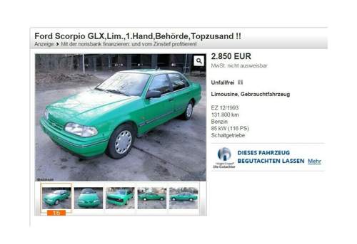 Ein Behördenfahrzeug: Der Ford Scorpio in Wassergrün