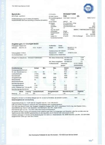 Trübungswerte 2,0 TDI - BMM - 07 2021