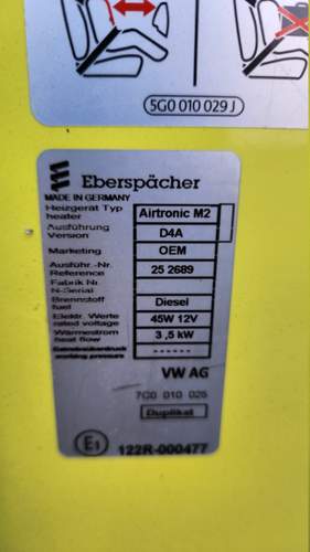 Typenschild Standheizung