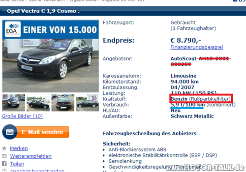 Vectra c 1.9 benziner gefunden