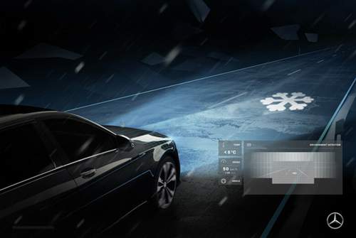 Mit dem Digital Light können beispielsweise Warnhinweise auf die Straße projiziert werden