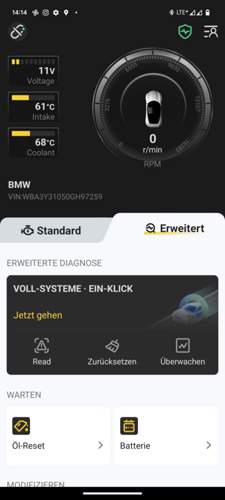 Nachdem ich mittels App verbunden bin