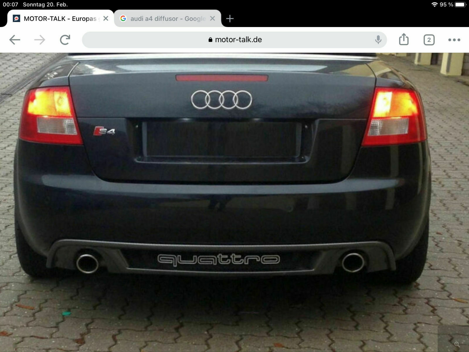 Diffusor von S4 B7 Cabrio an S4 B6 Cabrio?