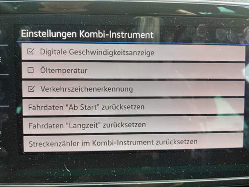 Digital Cockpit Verbrauchswerte reset