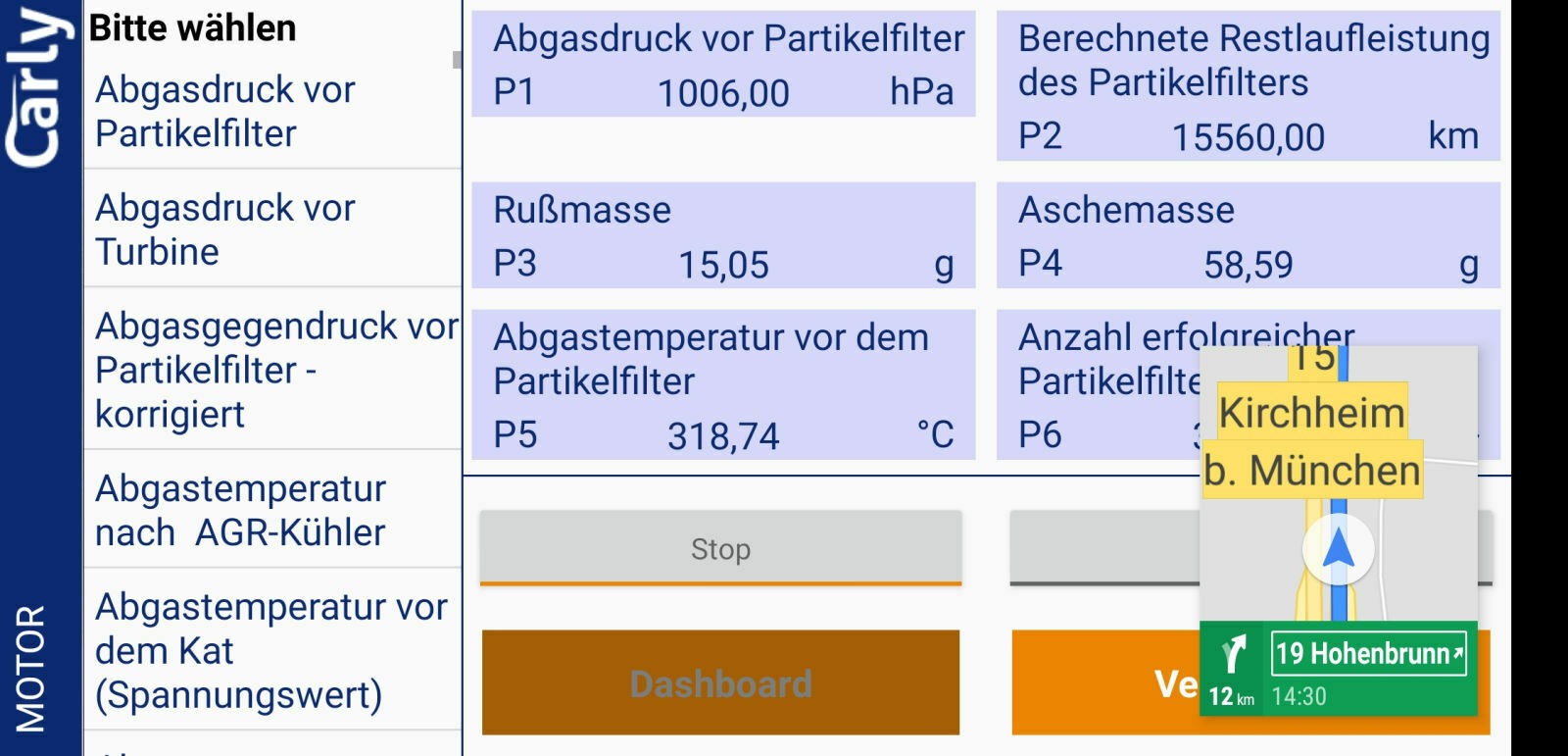 DPF, Anzeige der Restlaufstrecke