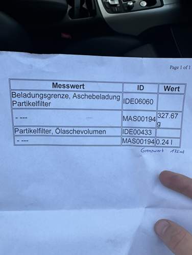Ausdruck VCDS Beladung DPF