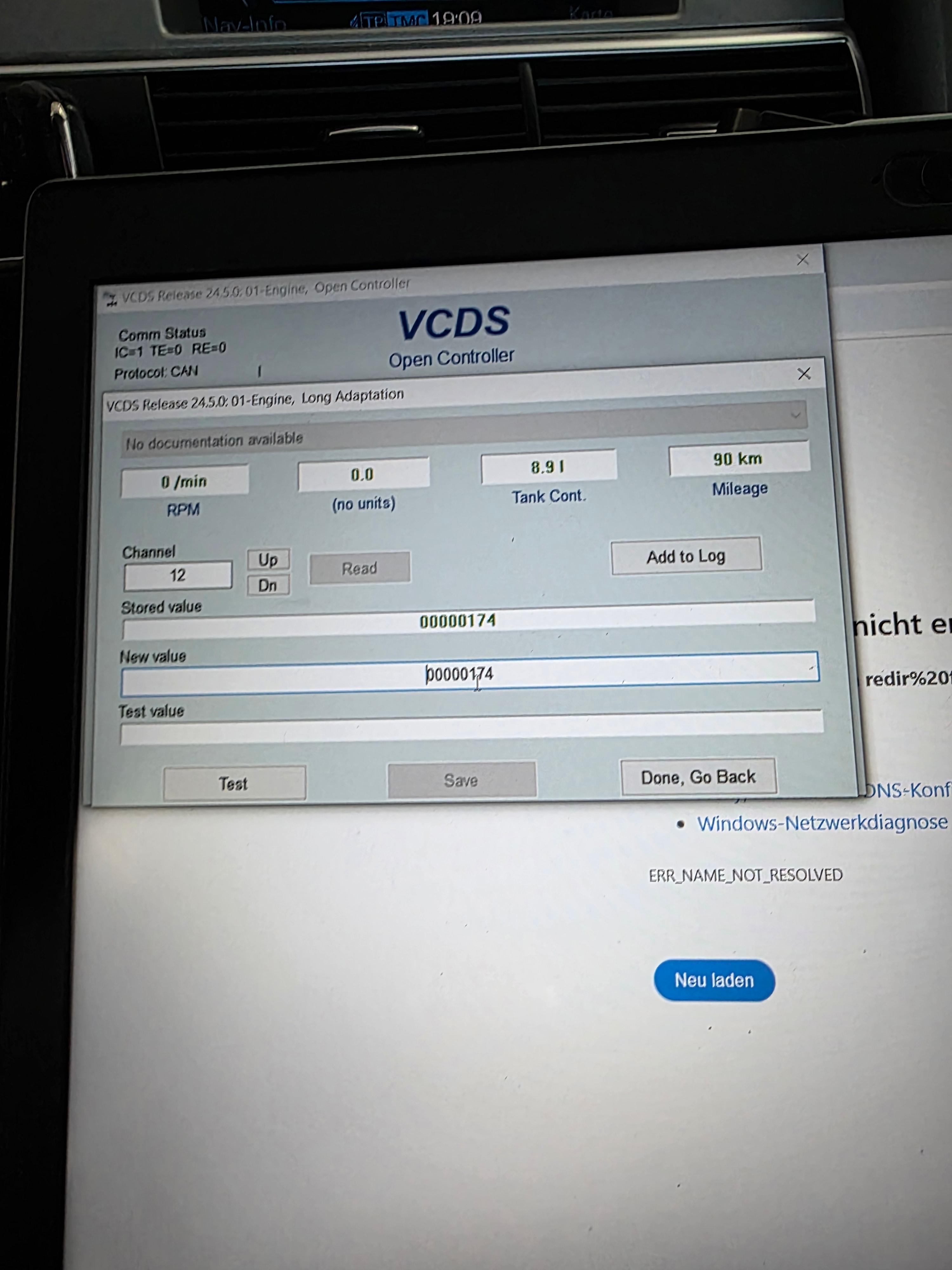 DPF und Differenzdrucksensor gewechselt, Problem mit Rücksetzung der Werte