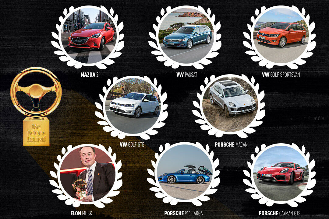 Sieben Preise: Das Goldene Lenkrad 2014 ging an VW, Porsche, Mazda und Tesla-Boss Elon Musk