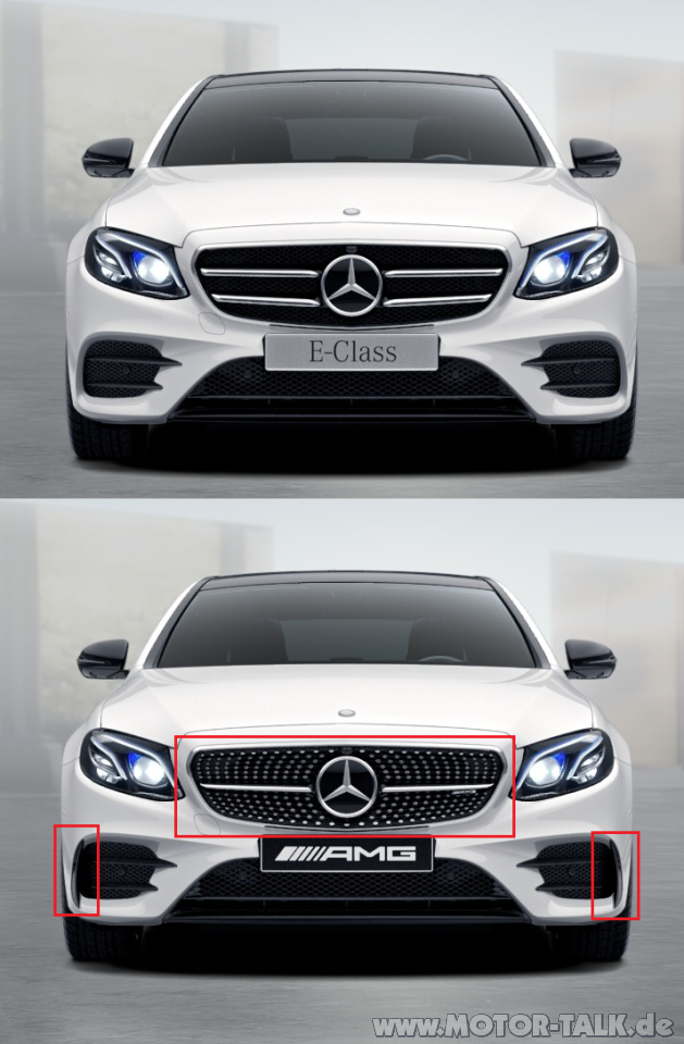 E 43 AMG Styling an E 220 d AMG Line