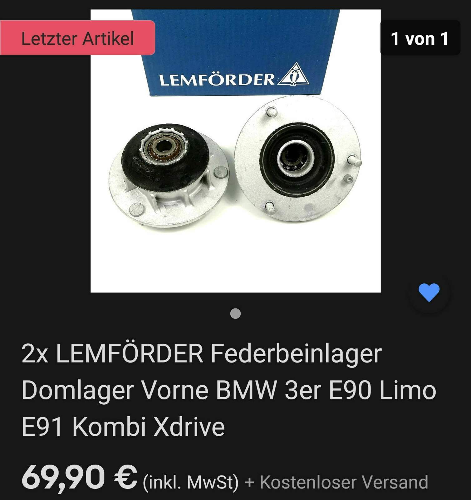 LEMFÖRDER Federbeinstützlager Für BMW 39955 01 4047437499621