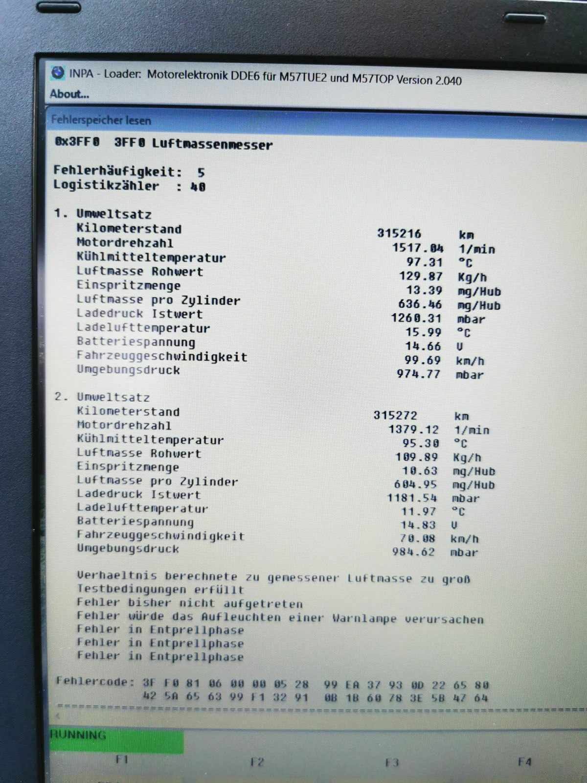 E61 530dlci enormes ruckeln und vibrieren, leistungsverlust, Geräusch vom Lader, Injektorwerte schl.