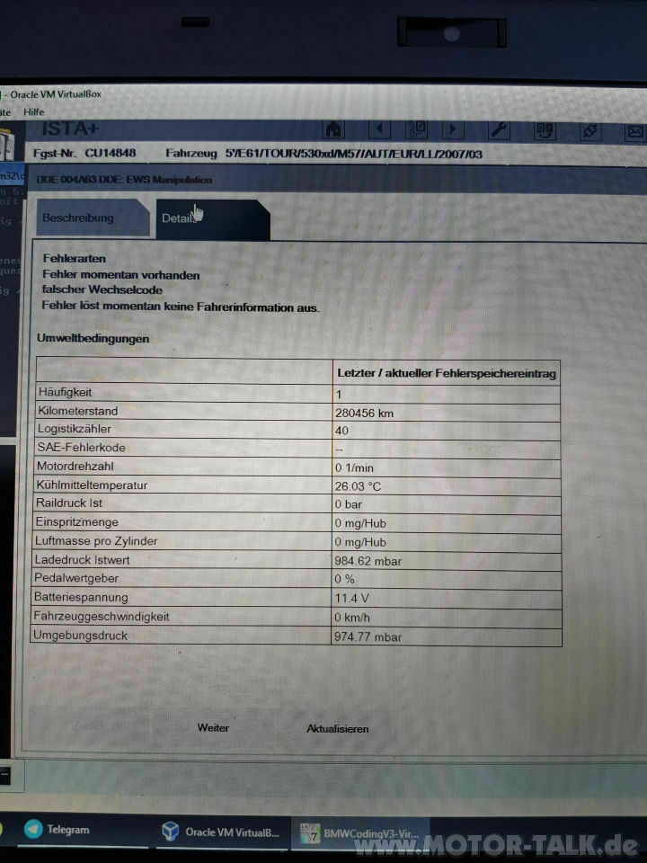 E61 springt nicht an 4A63 EWS Manipulation
