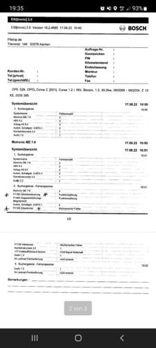 Fehlercodes