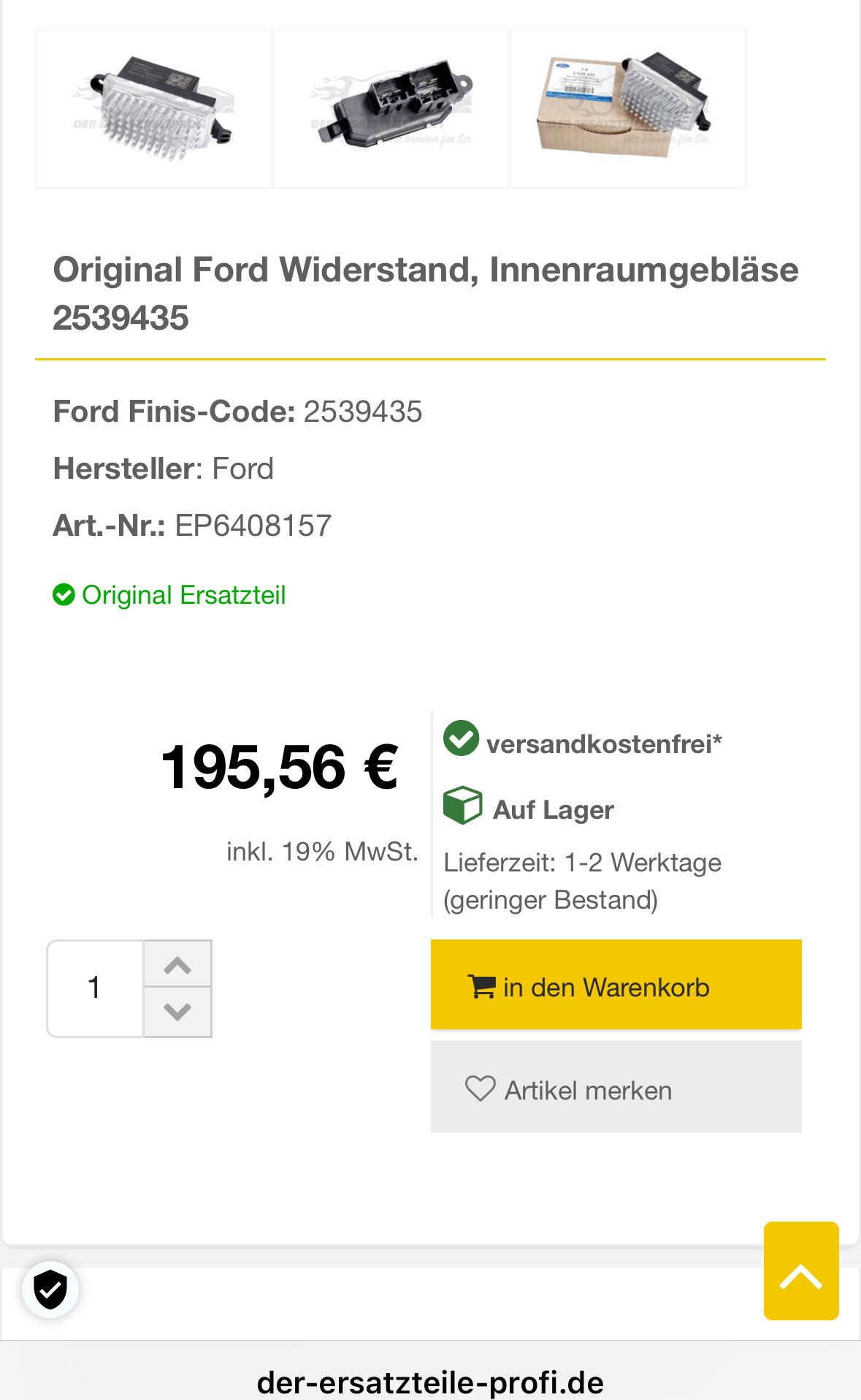 Ecosport Baujahr 2019 Gebläse macht Propleme