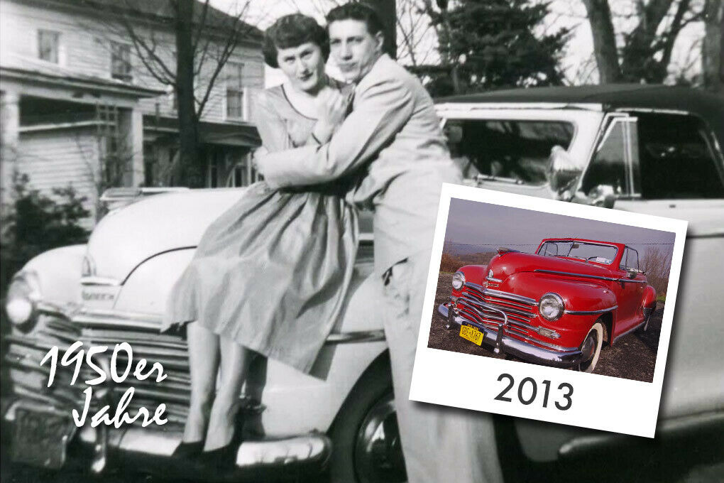 Damals und heute: Joe und Beverly Smith und der 1948er Plymouth Convertible.