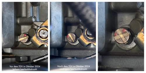 Vergaser CO-Schraube vor und nach TÜV