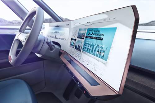 Instrumententräger und Zentraldisplay sind optisch zusammengefasst im Interieur des Budd-E