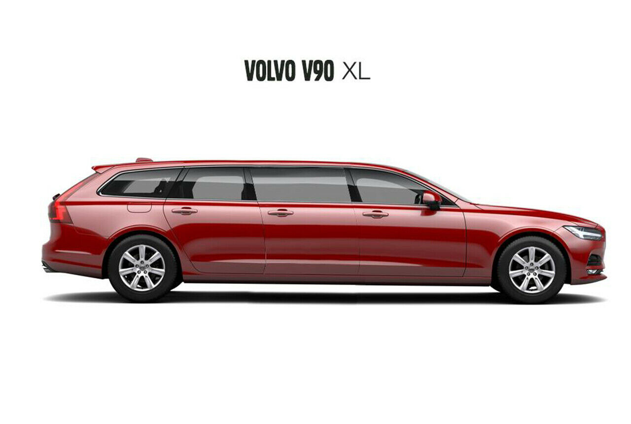 Stretch-Kombi: Sieht eigentlich ganz gut aus. Nur: Volvo ist nicht so die bevorzugte Basis für halbseidene Partymobil-Vermieter