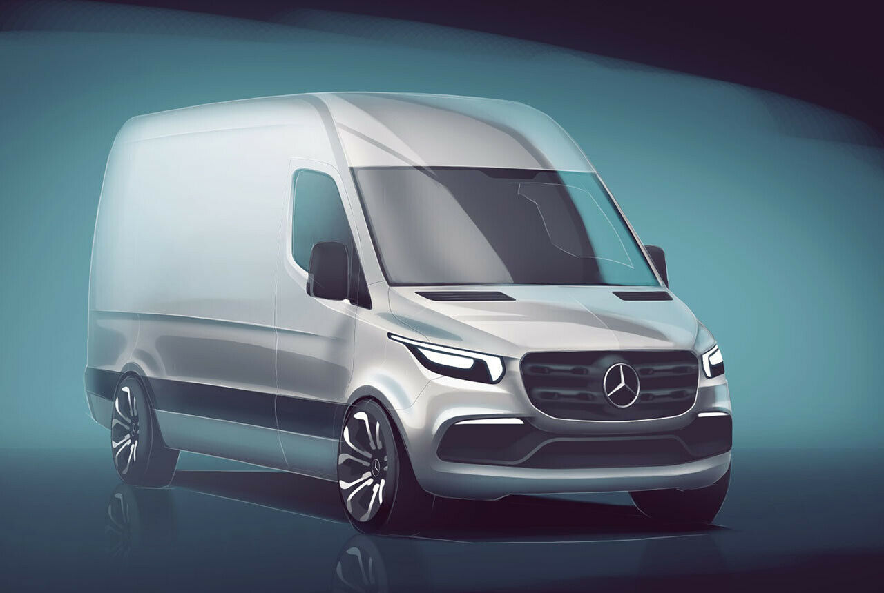 Vor einigen Wochen zeigte Mercedes erste Skizzen vom kommenden Sprinter, der optisch näher an die V-Klasse rückt