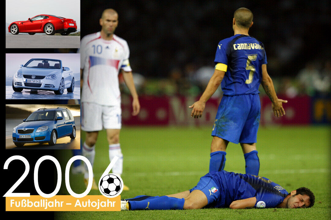 Marco Materazzi liegt nach dem Kopfstoß von Zinédine Zidane am Boden