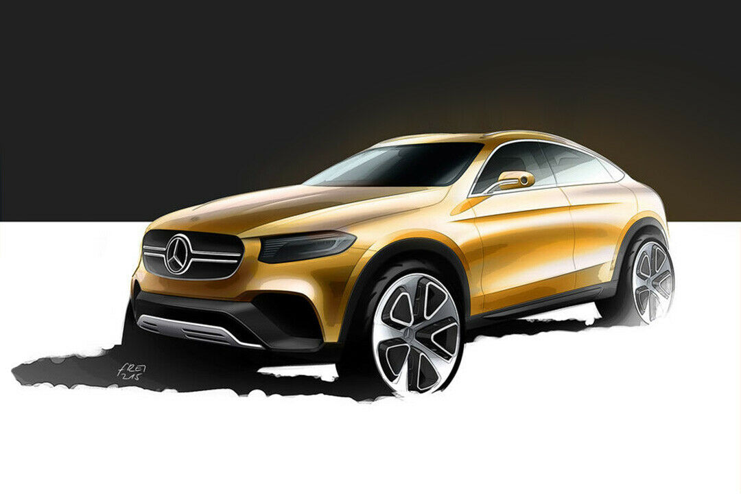 Diese Zeichnung gibt einen ersten Ausblick auf das Mercedes GLC Coupé