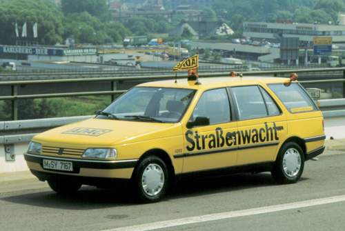 Peugeot 405 Break als ADAC-Pannenhelfer, 1987