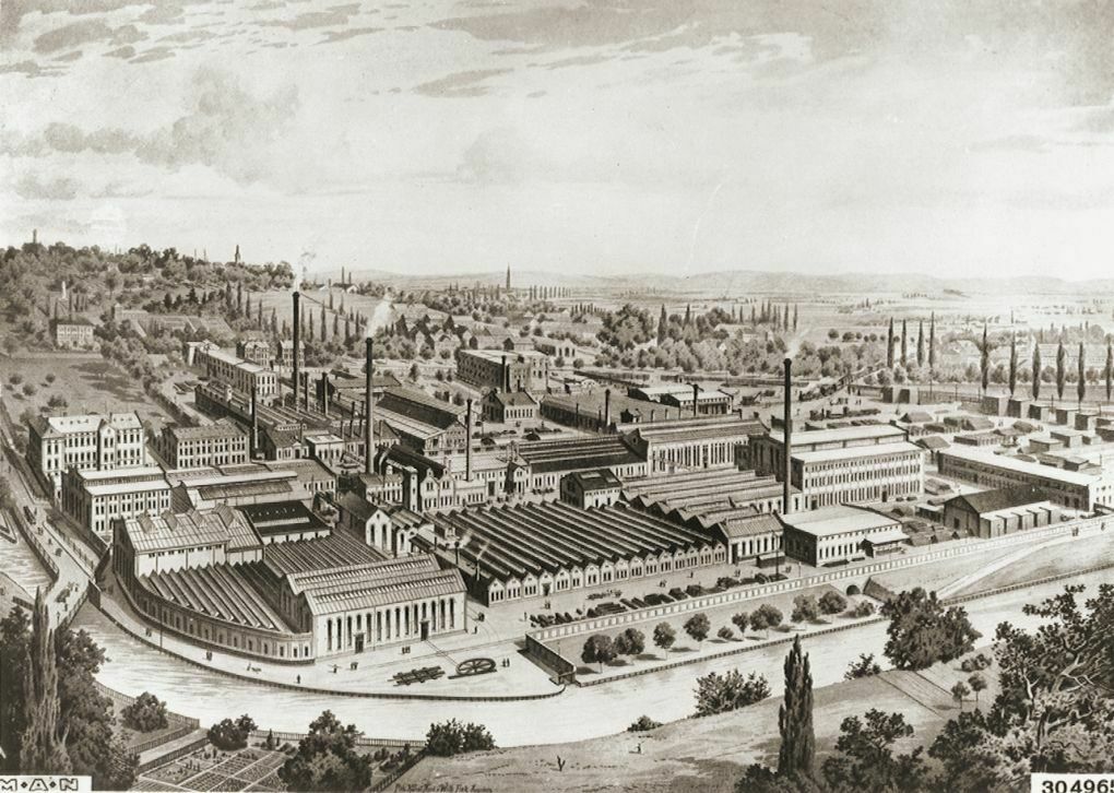 Die Maschinenfabrik in Augsburg im Jahr 1890