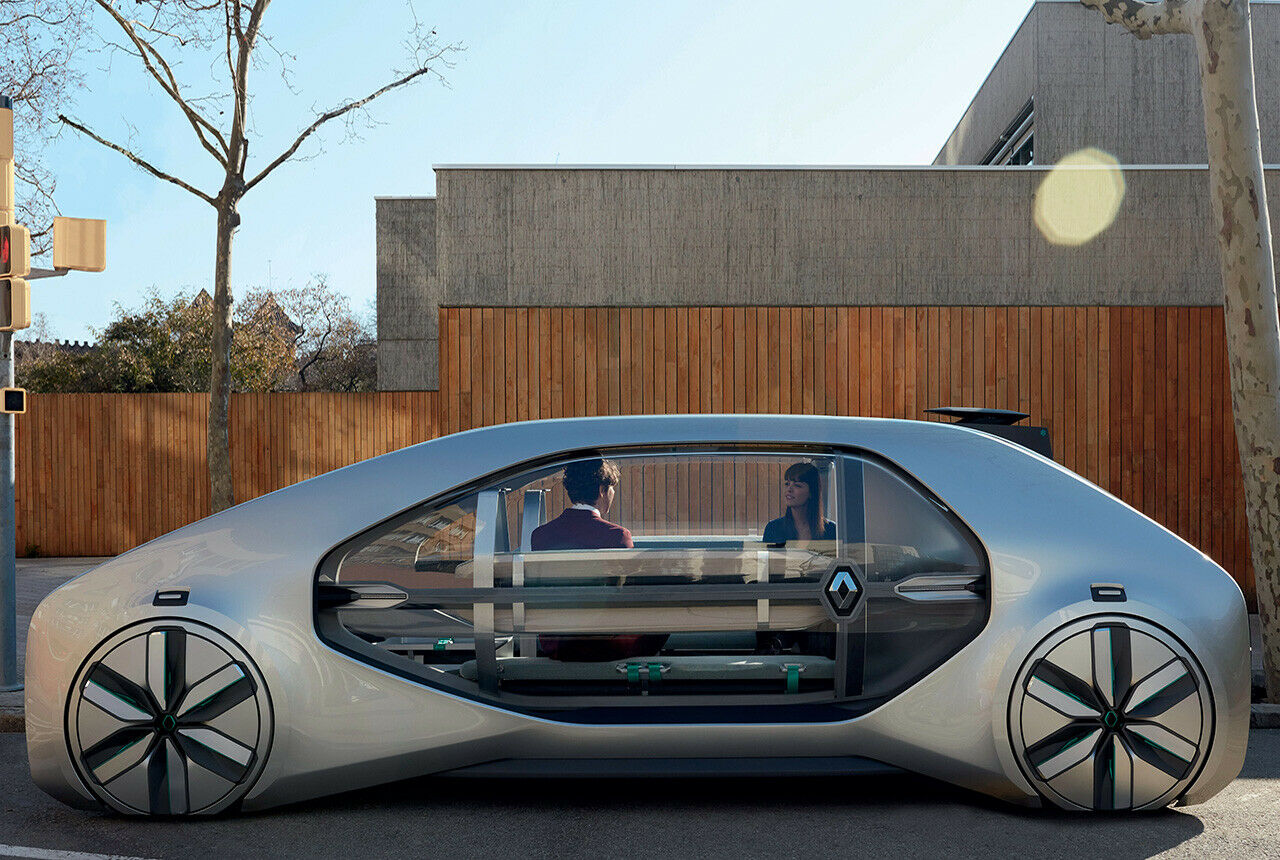 Renaults EZ-Go kommt stets ohne Lenkrad, Pedalerie und Fahrer. Er ist als autonomes Taxi für alle Bevölkerungsschichten und Altersklassen gedacht