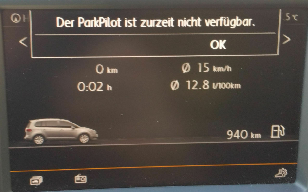 "Einparkhilfe derzeit nicht verfügbar"