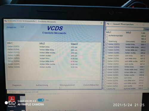 Audi A4 b8 Messwertblock Einparkhilfe2