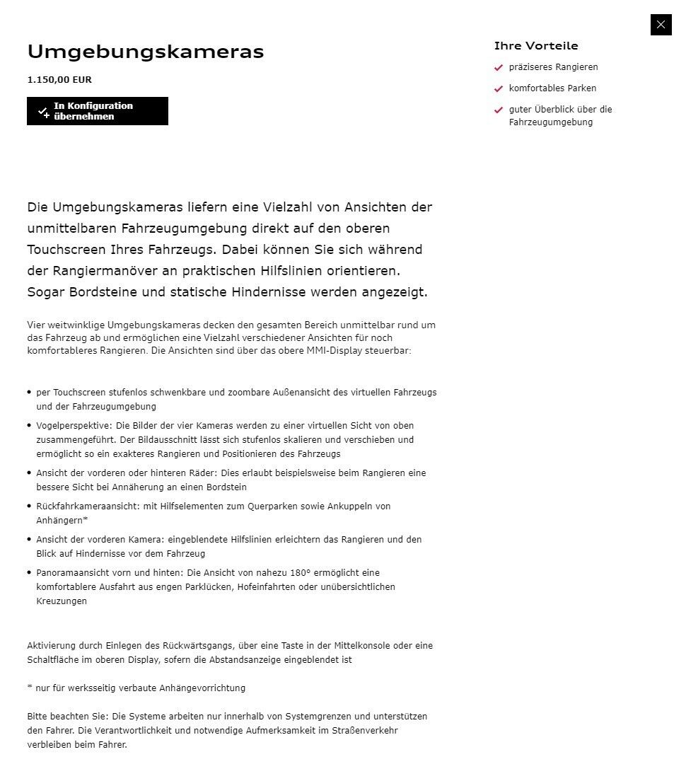 Einparkhilfe plus oder Umgebungskameras?