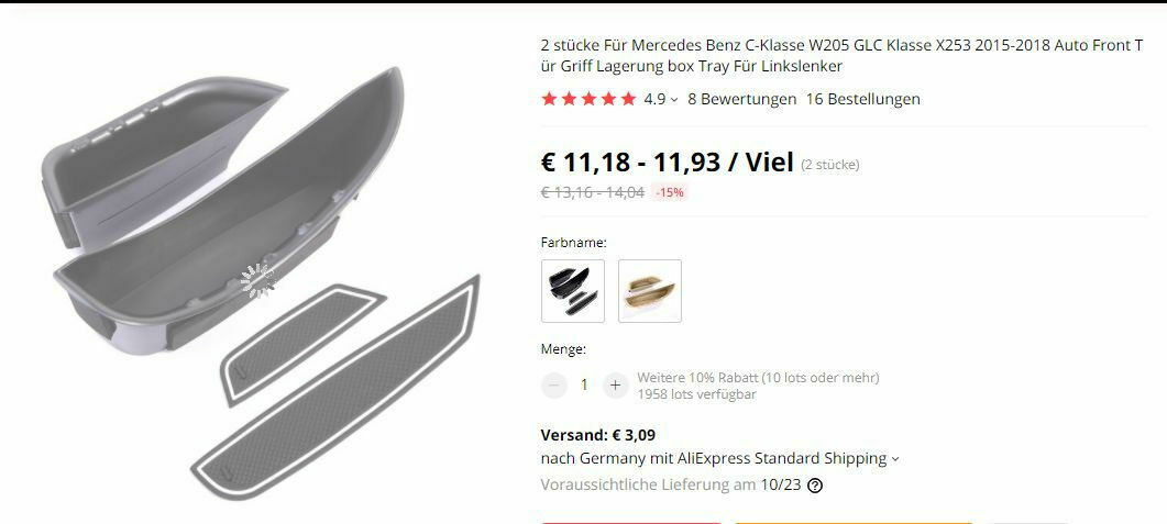 Einsatz für Konsole der Armauflage