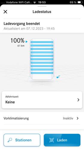 Akku geladen mit 2,1 kW 230V