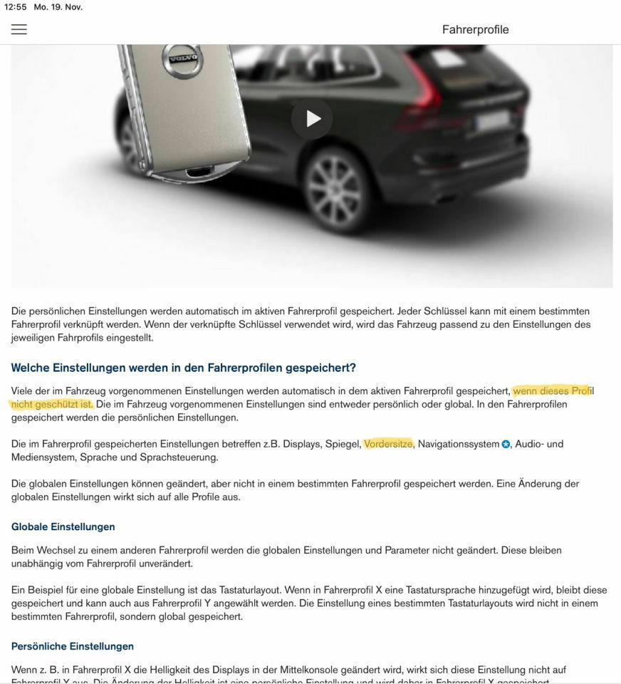 Elektrischer Fahrersitz mit Memory-Funktion XC90 II