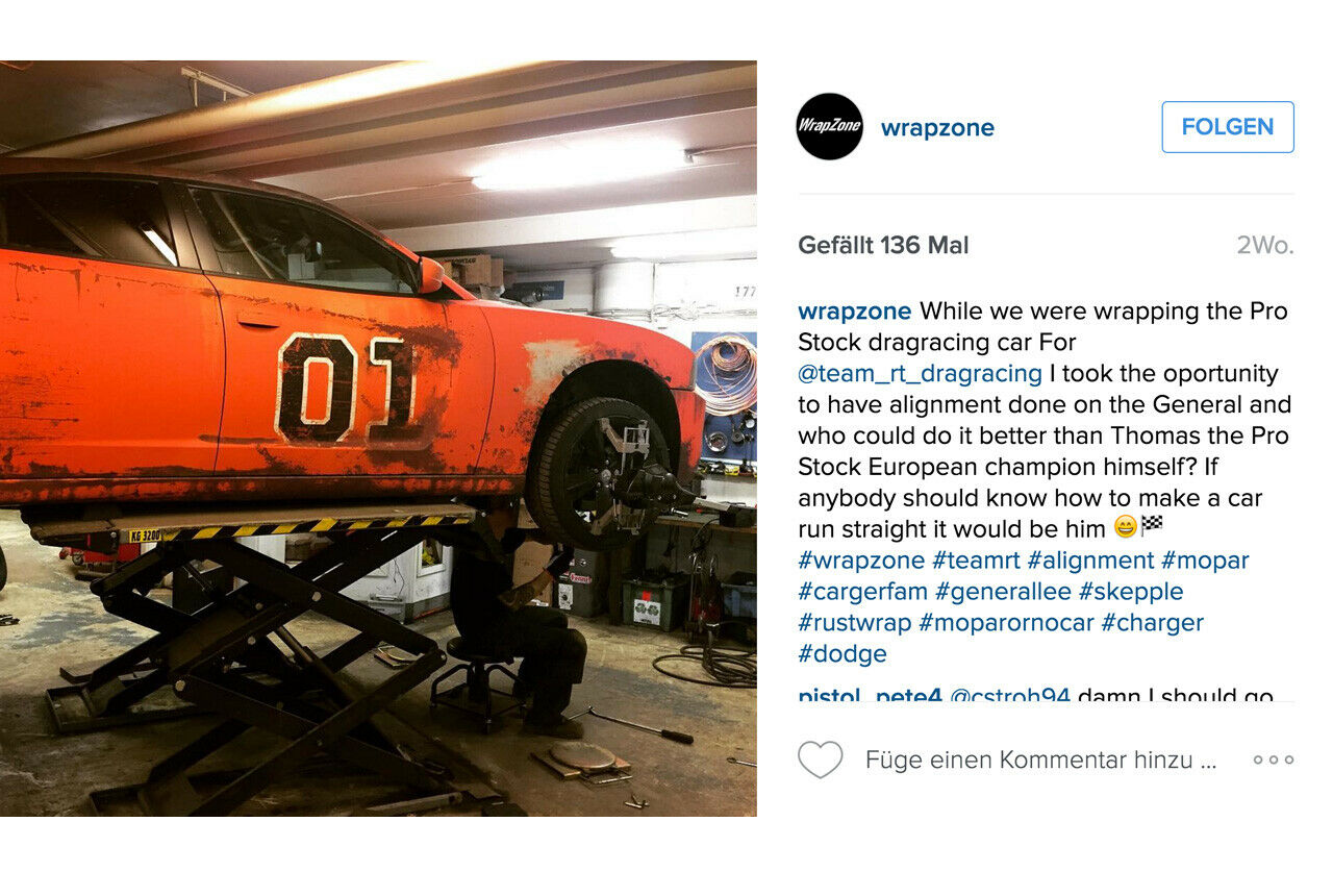 General Lee bei der Achsvermessung