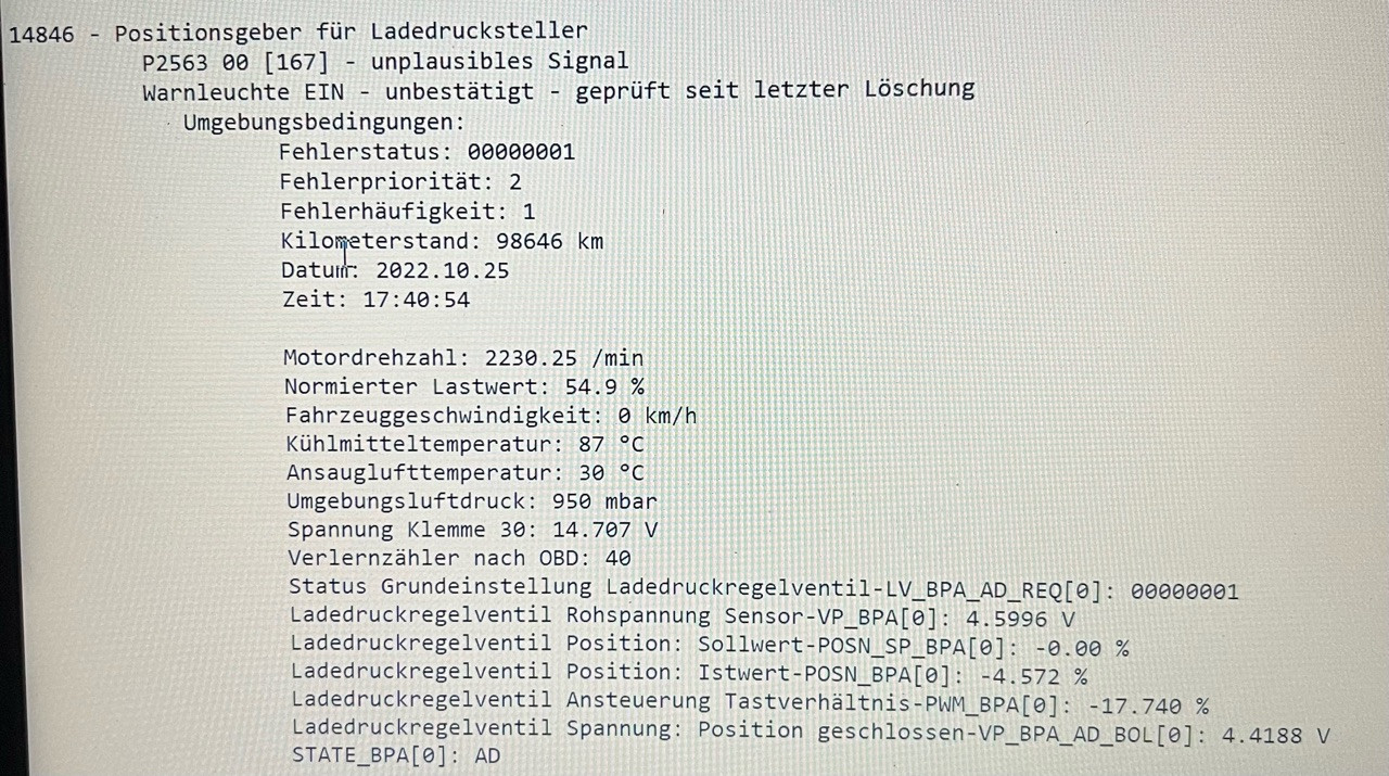 EPC + Positionsgeber für Ladedrucksteller unplausibles Signal