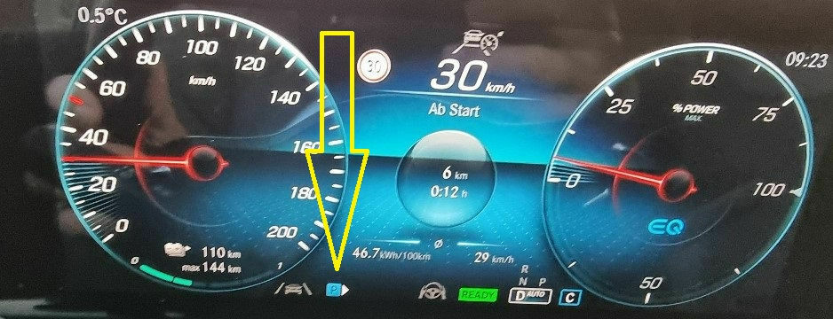 EQA 250 Anzeige P im Display