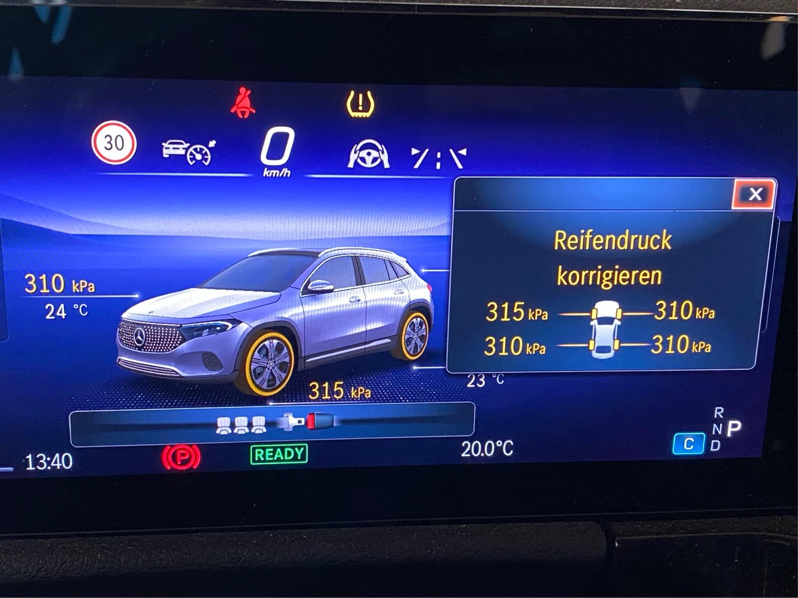 EQA meldet falschen Reifendruck bei 3,1 bar