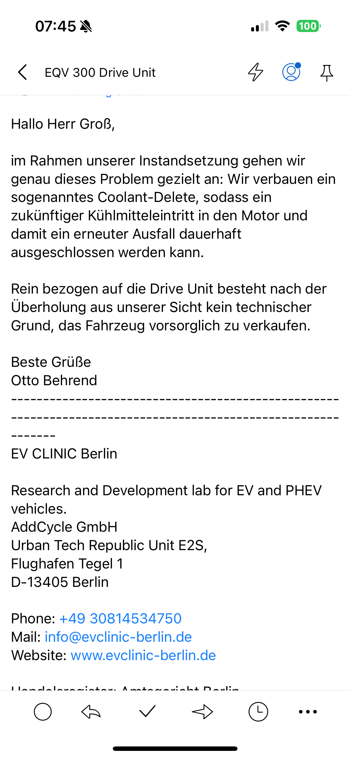 EQV 300 - Antriebseinheit defekt - seit 7 Monaten nicht lieferbar