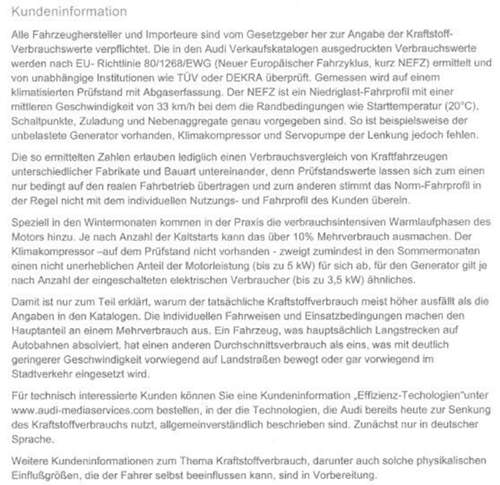 Audi-verbrauch