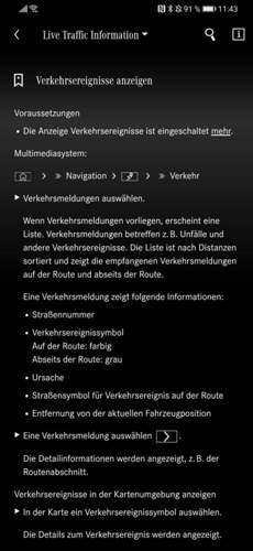 Anzeige Verkehrsereignisse
