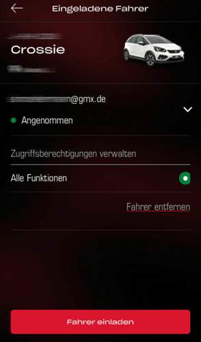 My Honda+ App: Hauptfahrer