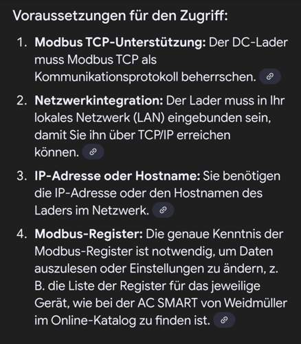 DC-Lader und Modbus TCP