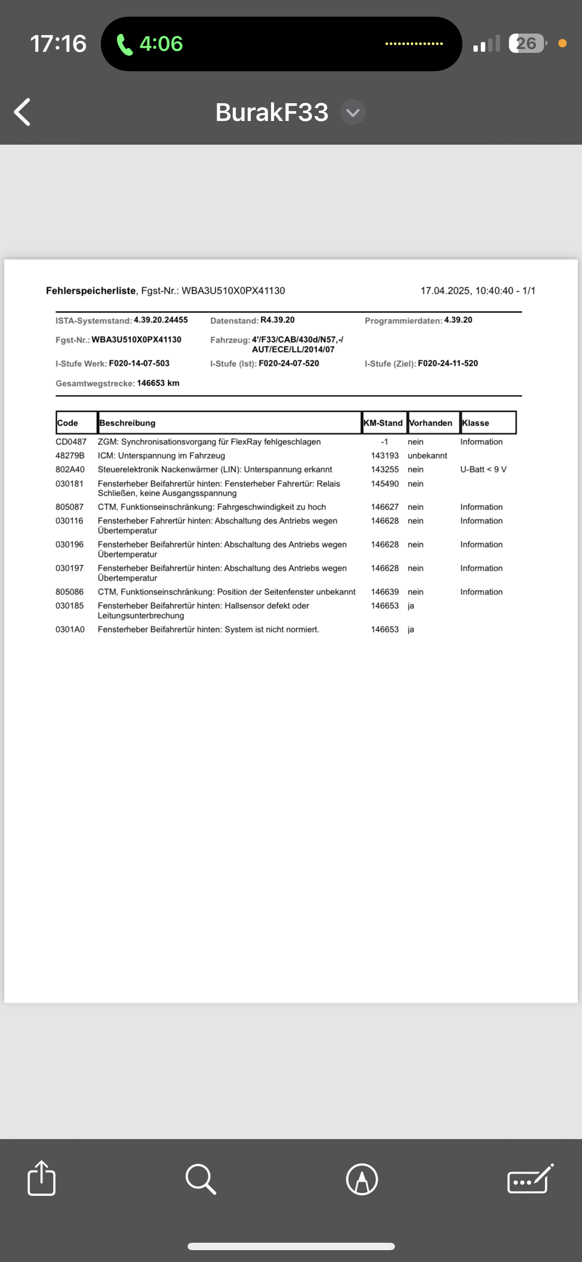 F33 Fenster hinten rechts funktioniert nicht
