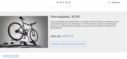Volvo Fahrradpaket dach