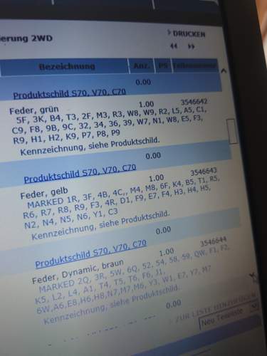 Code E7 Feder gelb vorn