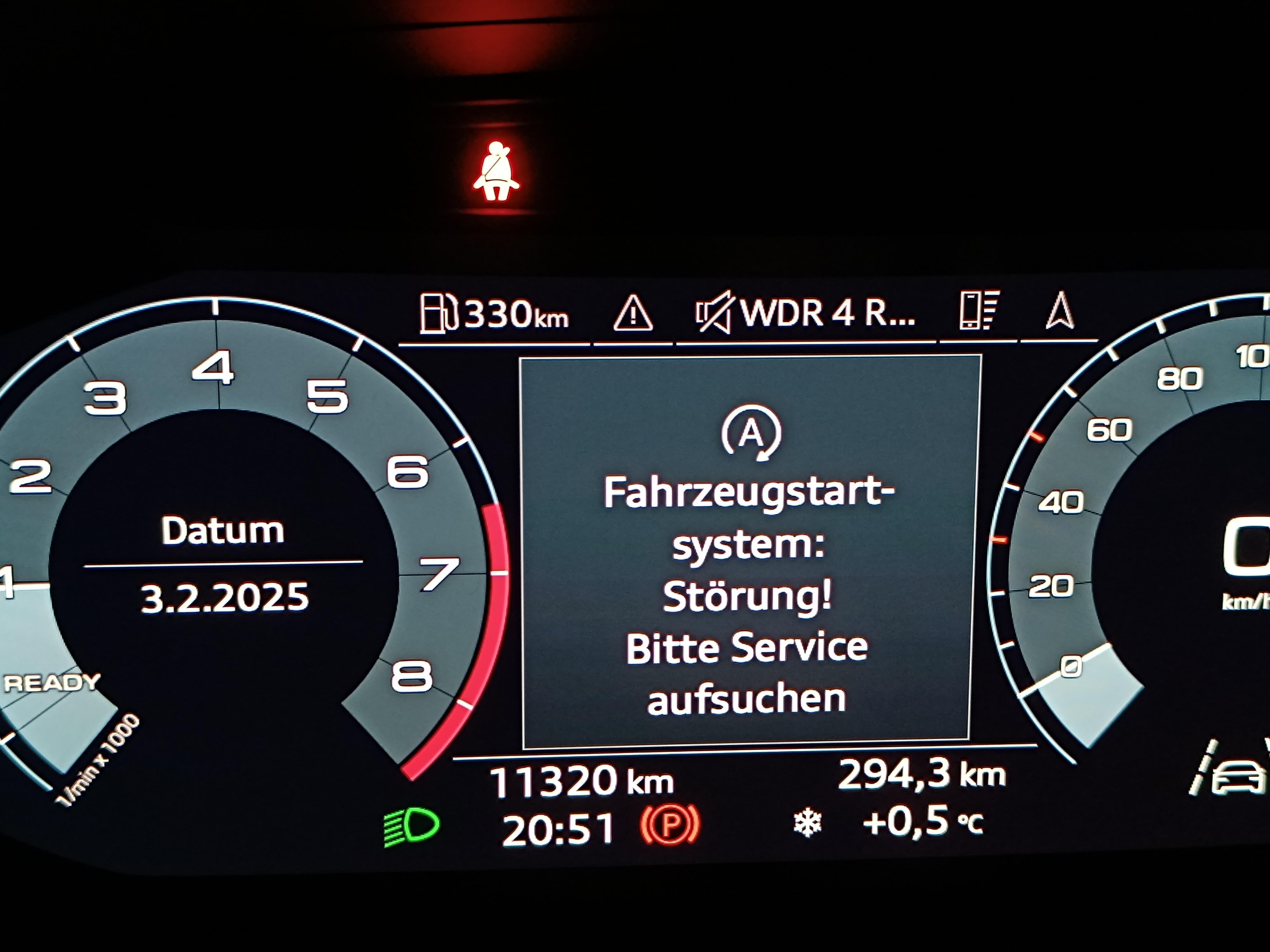 Fahrzeugstartsystem Störung! Bitte Service aufsuchen